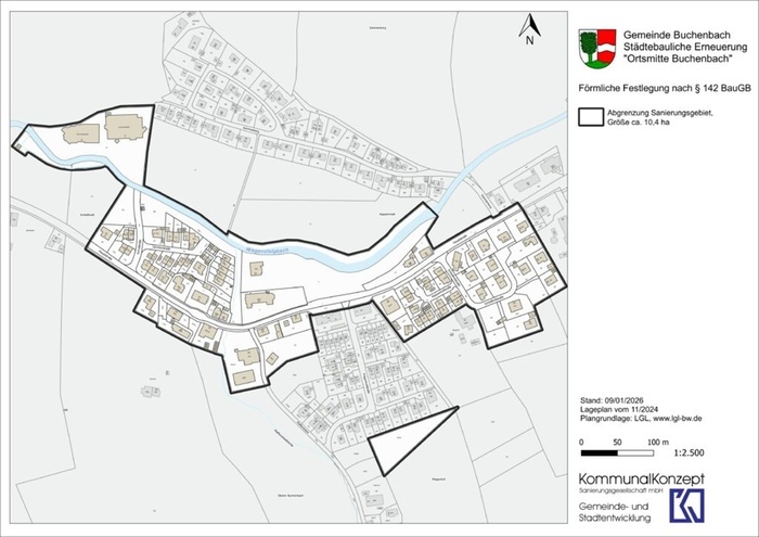 Grundplan des Sanierungsgebiets "Ortsmitte Buchenbach"
