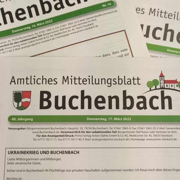 Bild der Titelseite eines unserer Mitteilungsbltter von Buchenbach