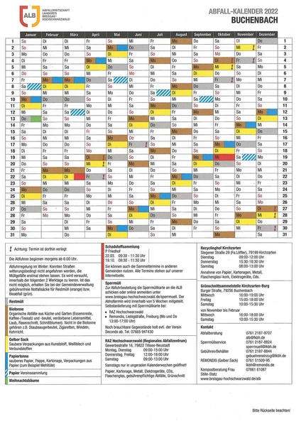 Abfallkalender Meldungen Gemeinde Buchenbach abfall kalender 2021